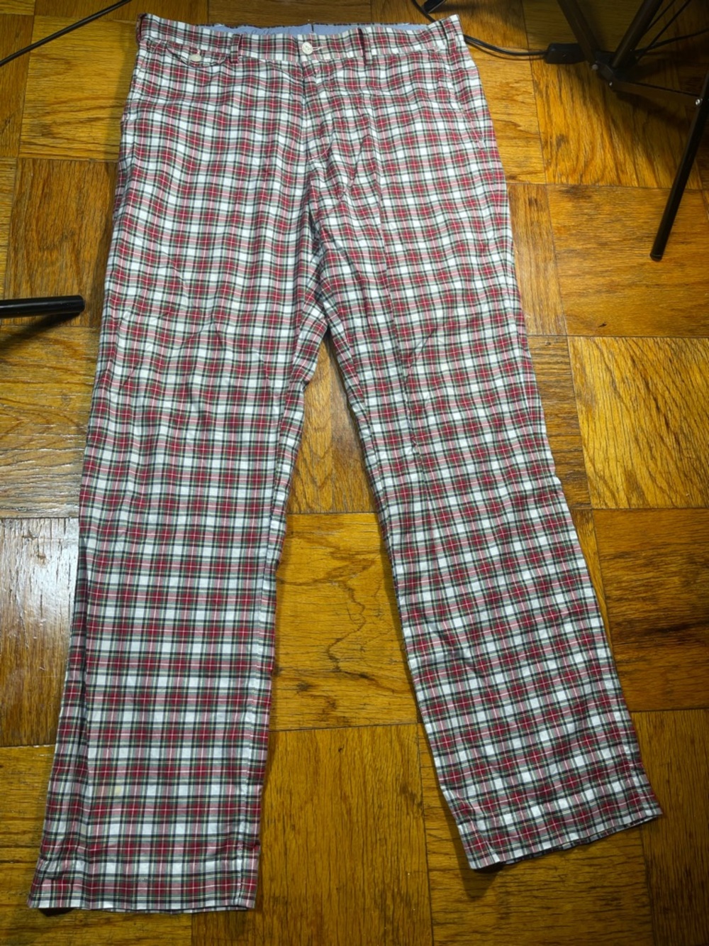 Ralph Lauren Polo Pants Mens Red White Plaid Suffield Fit Vintage Cotton Sz 33